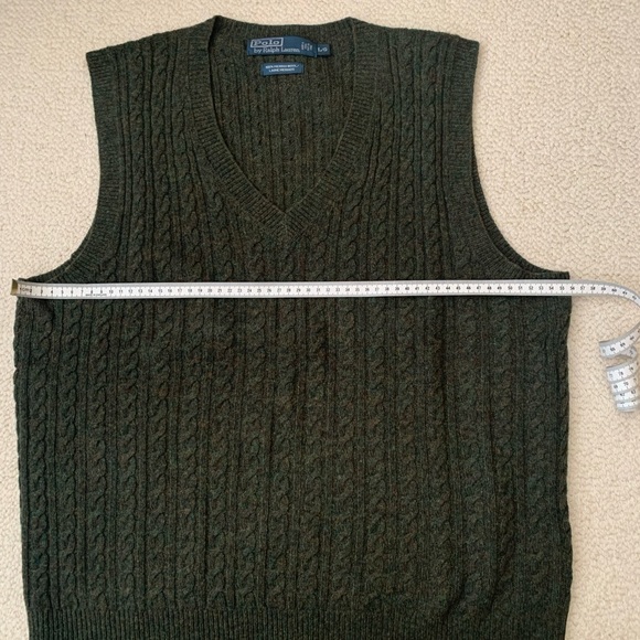 Men's Olive Cable Knit Vest - Picture 5 of 5